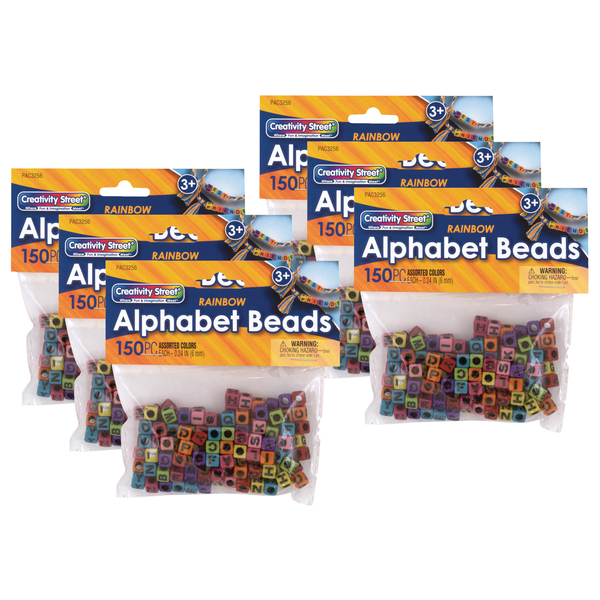 Creativity Street Alphabet Beads, Assorted Rainbow Colors, 6 mm, PK900 PAC3256